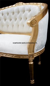 1 Double Ended Gold & Ivory French Louis Ornate Chaise Longue Sofa Home Salon