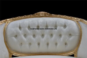 2 Double Ended Gold & Ivory French Louis Ornate Chaise Longue Sofa Home Salon