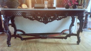  the gainsborough console table mahogany and white marble